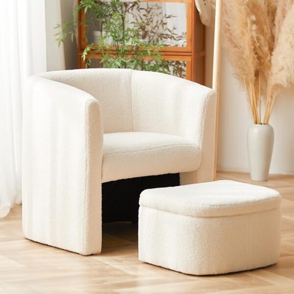 Sherpa Barrel Chair with Ottoman